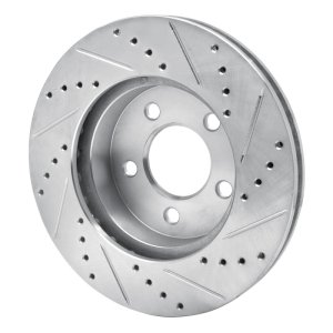 Jeep Liberty Brake Rotor (1) - Front Left - R1 Concepts - Drilled & Slotted - Silver - `02-`07